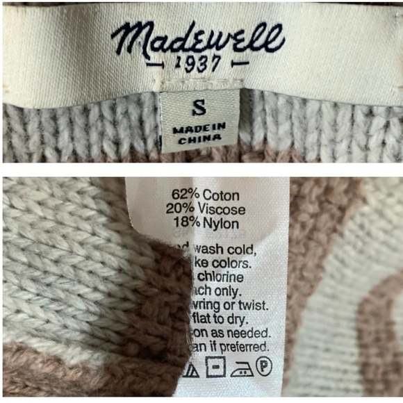 Madewell Tan Cream Striped Knit Hooded Sweater - Picture 5 of 6